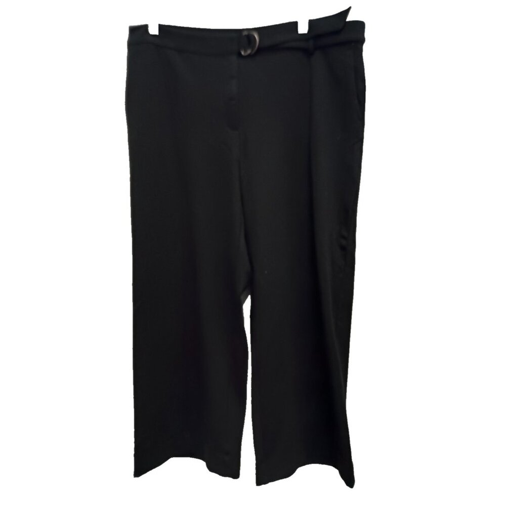 J.Jill Dress Pants Womens Large Black Ponte Crop Wide Leg High Rise Office